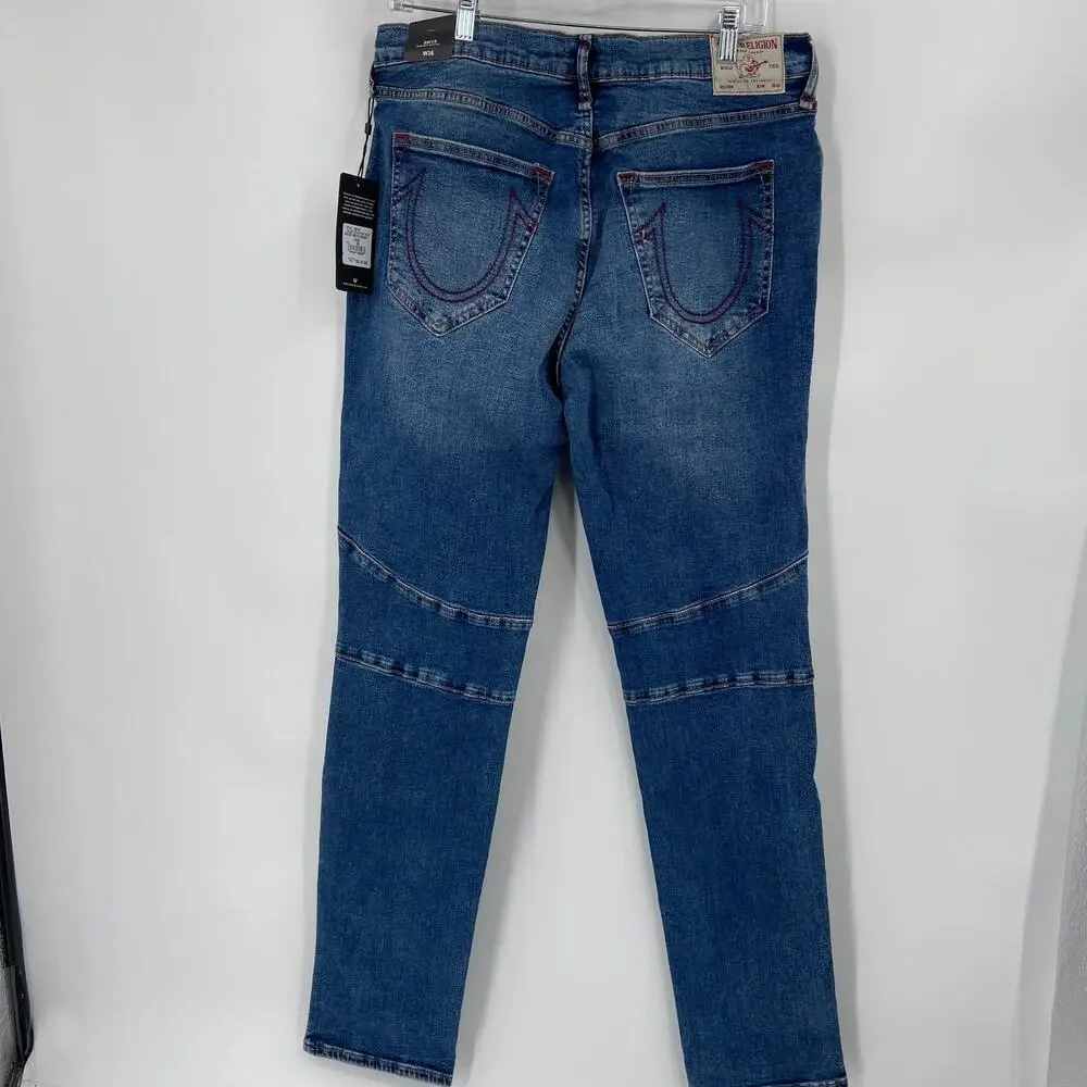 True Religion Jeans Mens Size 36 Rocco Moto‎ Med Sonic Indigo Stretch